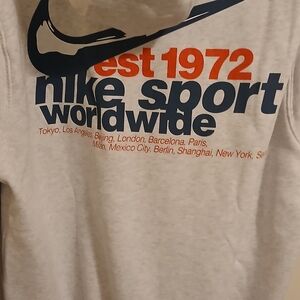 Nike Gray Hoodie with Red and Blue Text